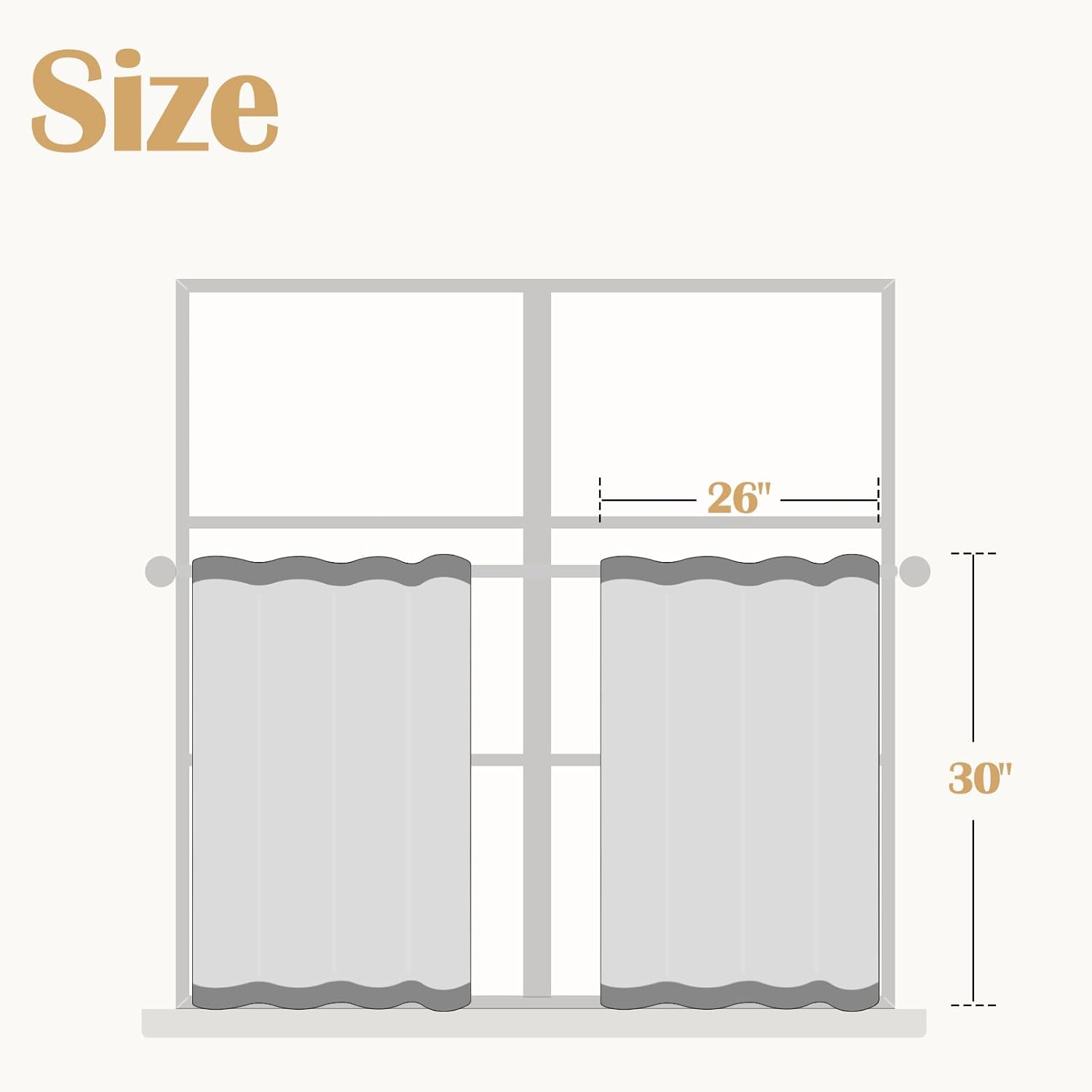 Thumbnail 6 de jinchan Striped Linen Kitchen Curtains 30" Tan 🪟