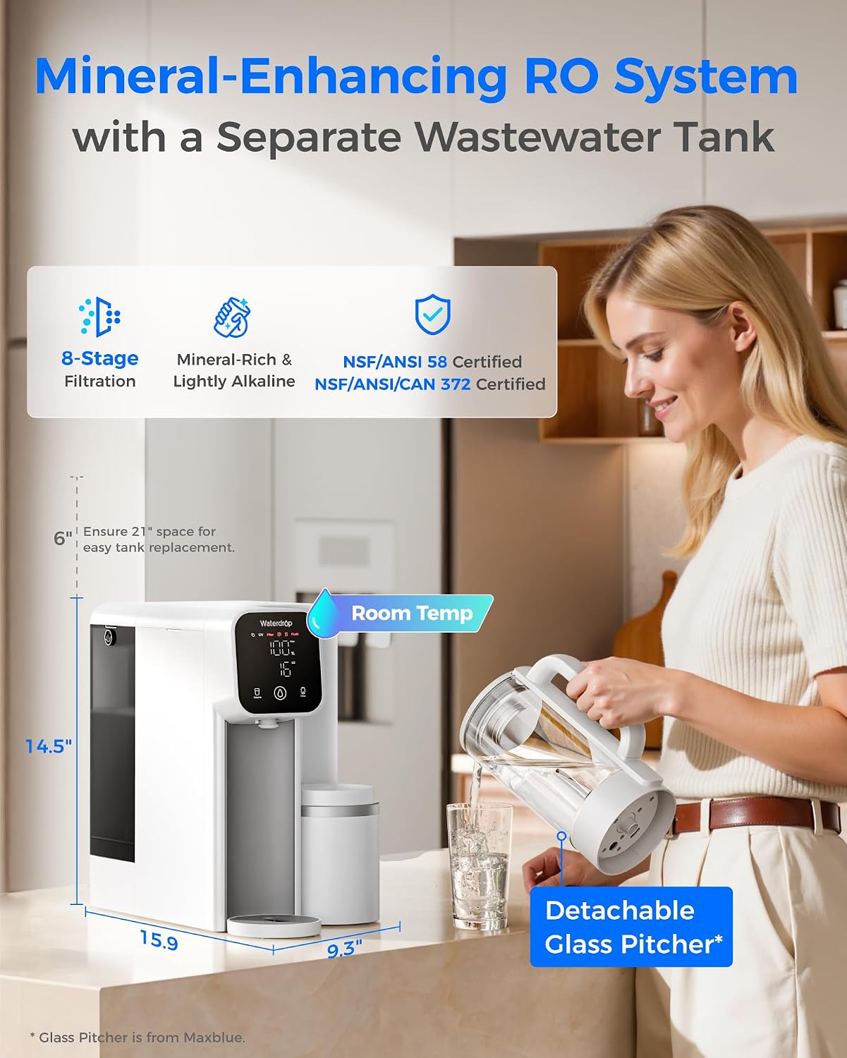 Detalle de Waterdrop Countertop Reverse Osmosis Water Filter M6SL