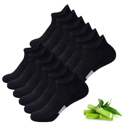 Detalle de inaWarm Bambus Sneaker Socken Damen, 6 Paar, atmungsaktiv, Schwarz (Größe 39–42)