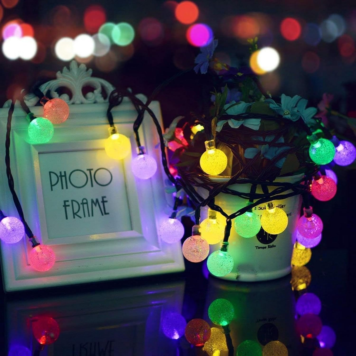 Thumbnail 2 de Lezonic Solar Fairy Lights Outdoor Waterproof, 50 LED 23ft/7m, 8 Modes, Multi-Coloured - Ideal for Garden & Events