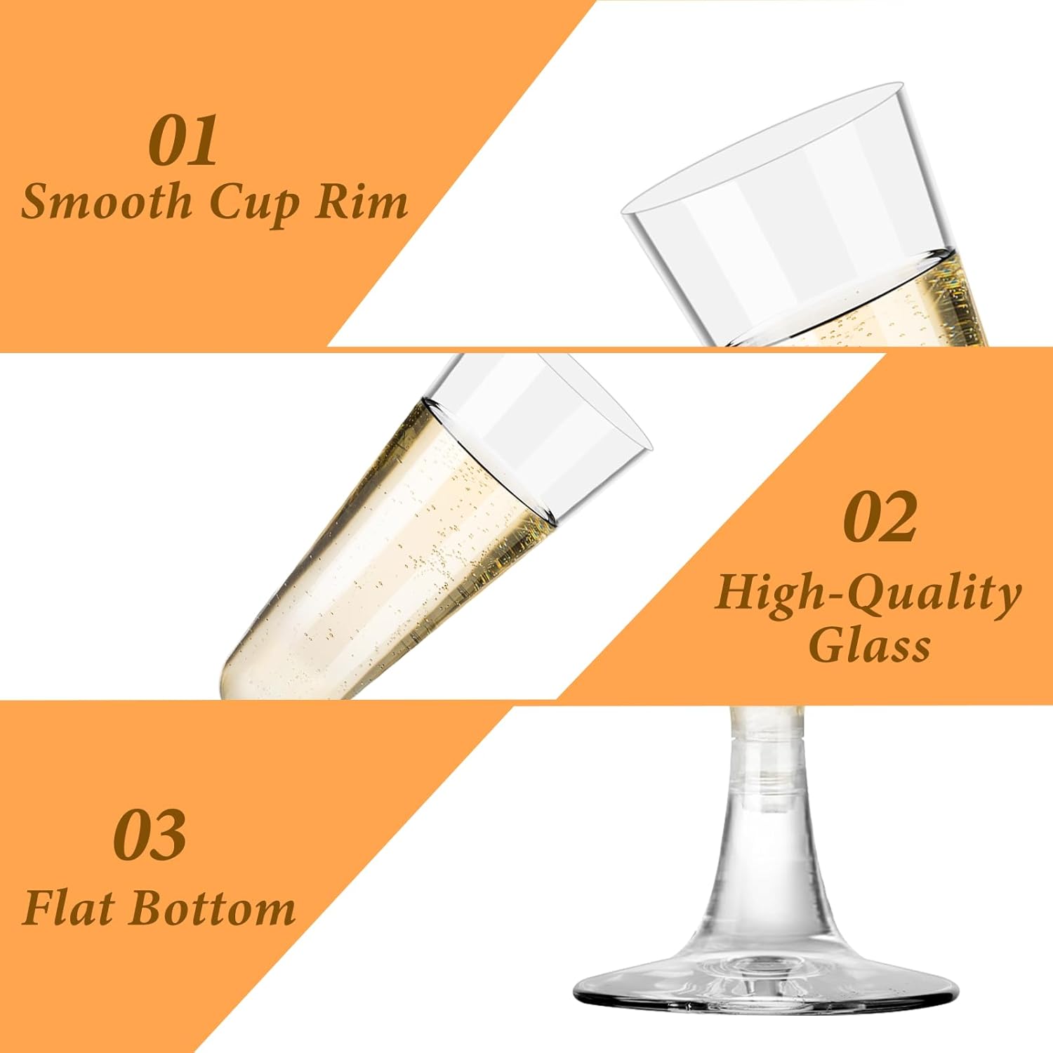 Detalle de GuanQiao 20-Pack Plastic Champagne Flutes, 5.5 oz - Clear Disposable Glasses with Stem