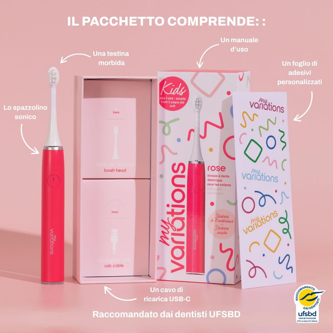 Thumbnail 2 de My Variations Kids - Spazzolino elettrico sonico per bambini (rosa, 3–12 anni)