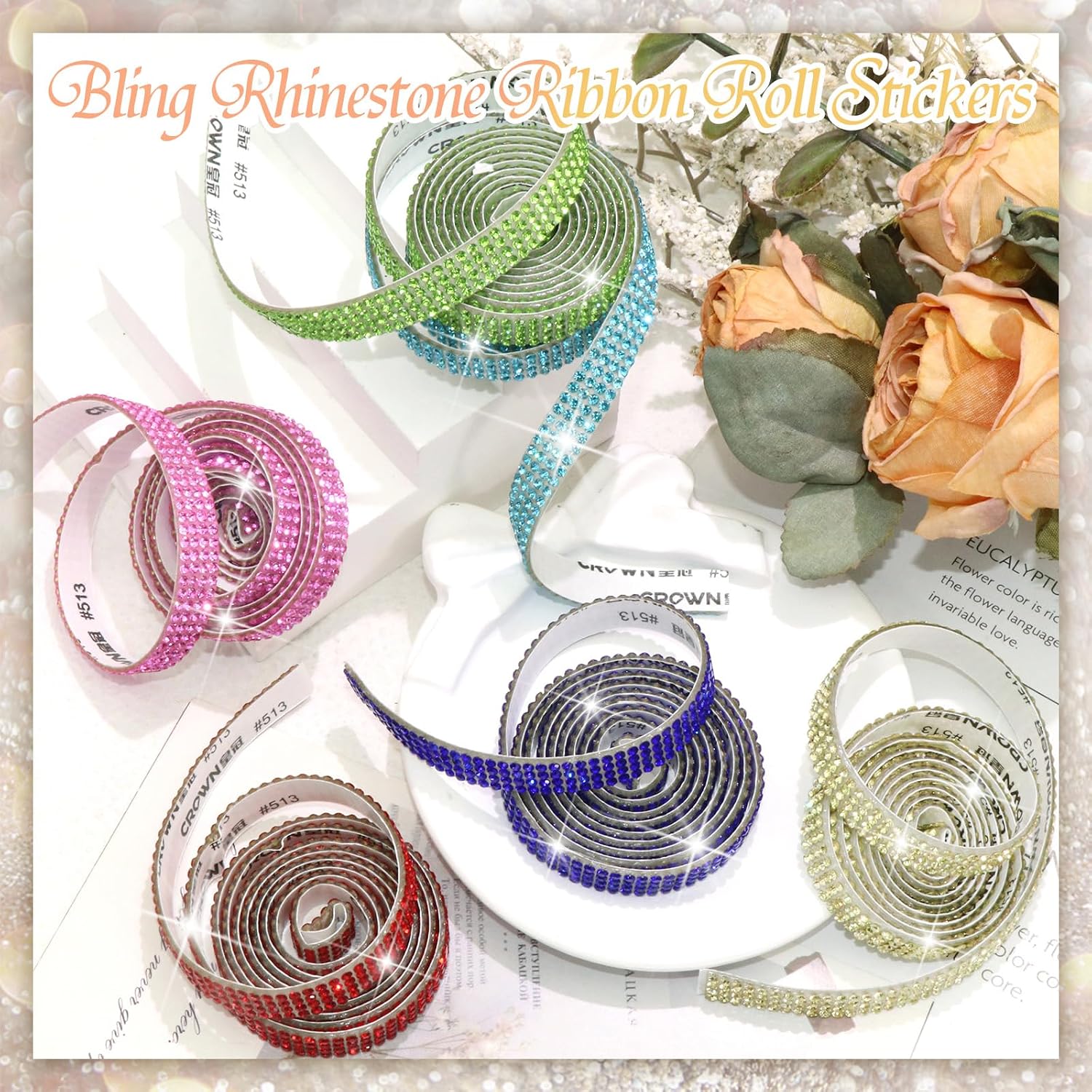 Thumbnail 5 de FULZTEY Rhinestone Ribbon, 2 mm Gems