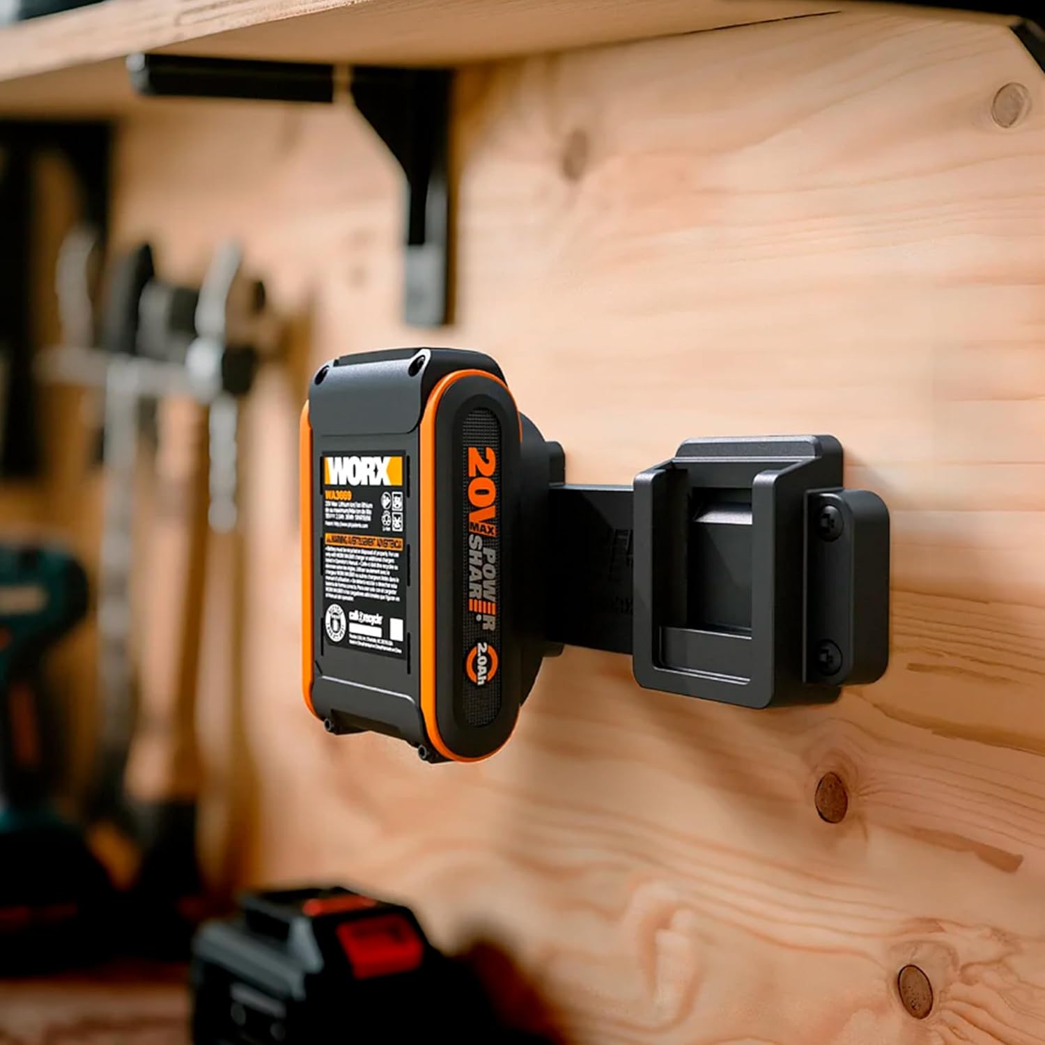 Detalle de WORX WA1014 Akku-Halterung (Wandhalter) für 2 PowerShare-Akkus