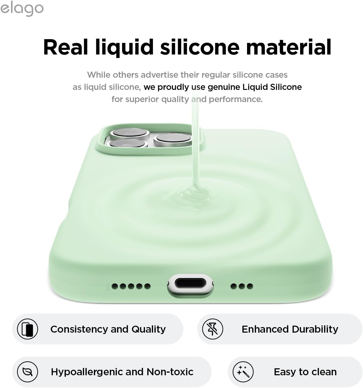 Thumbnail 4 de elago Cover Magnetica in Silicone per iPhone 16 Pro Max da 6,9 pollici, MagSafe compatibile (Menta Fredda)