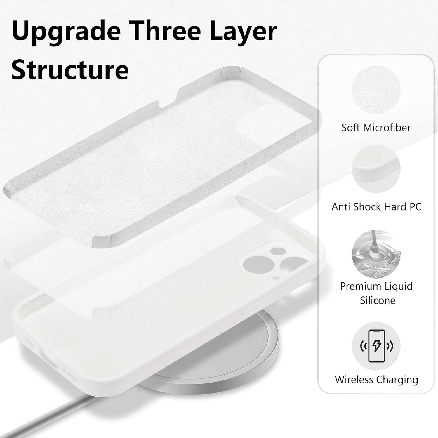 Thumbnail 2 de UCASONG iPhone 15 Plus Silicone Case (Liquid Silicone, Microfiber Lining) – White