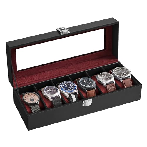 Detalle de SONGMICS Watch Box with 6 Slots and Glass Lid (JWB006R01)