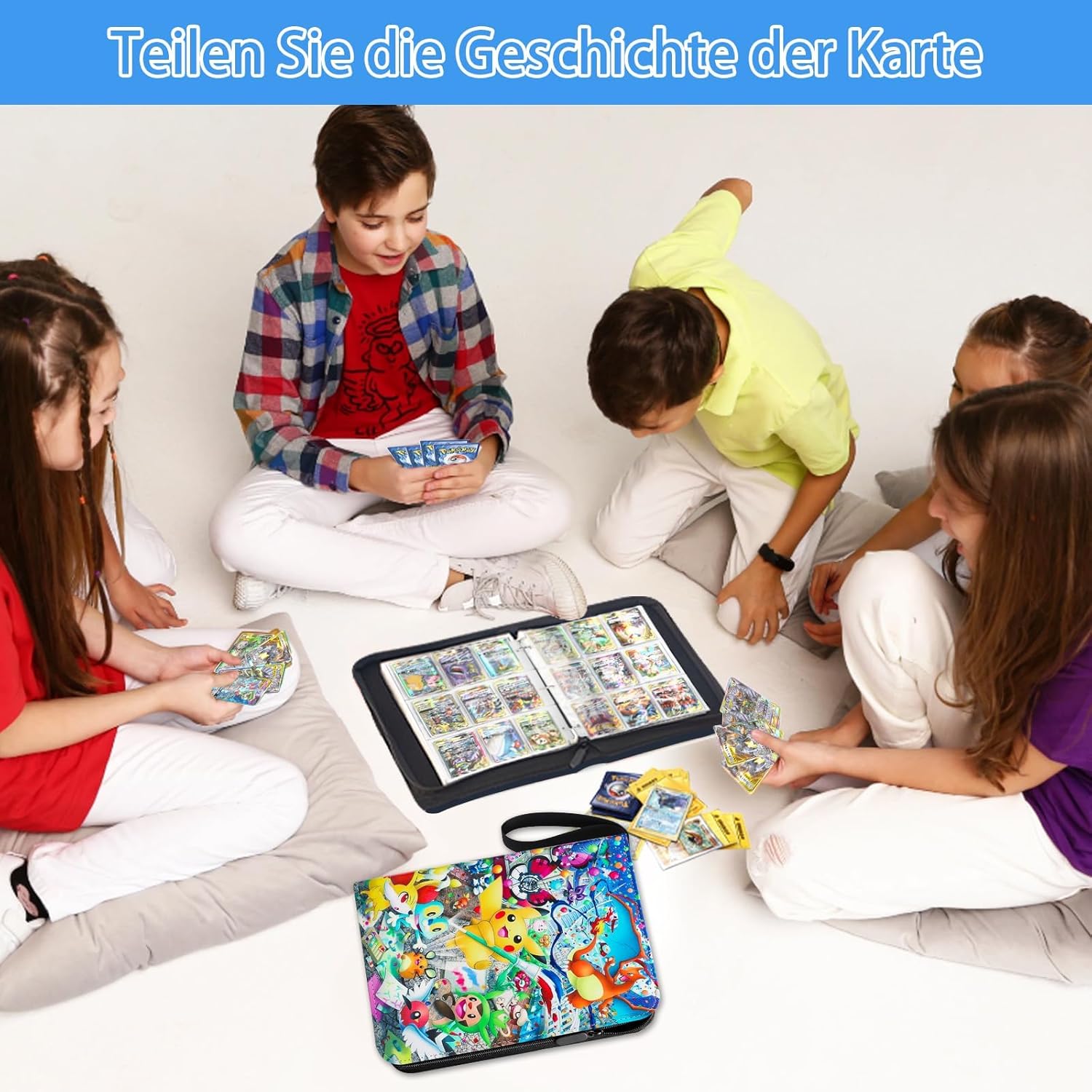 Thumbnail 4 de GCMUUP Karten-Sammelalbum für Pokémon Karten mit Reißverschluss, 900 Karten & 9 Fächer pro Seite