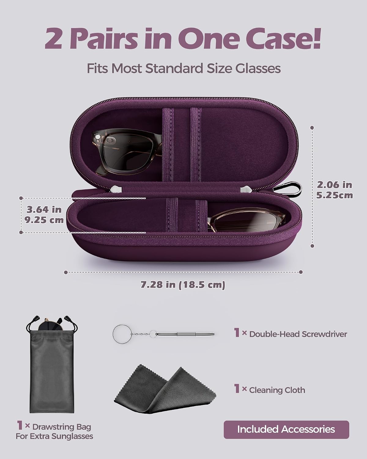 Detalle de ProCase Double Sunglasses Case: Dual Glasses Case with Hard EVA Shell
