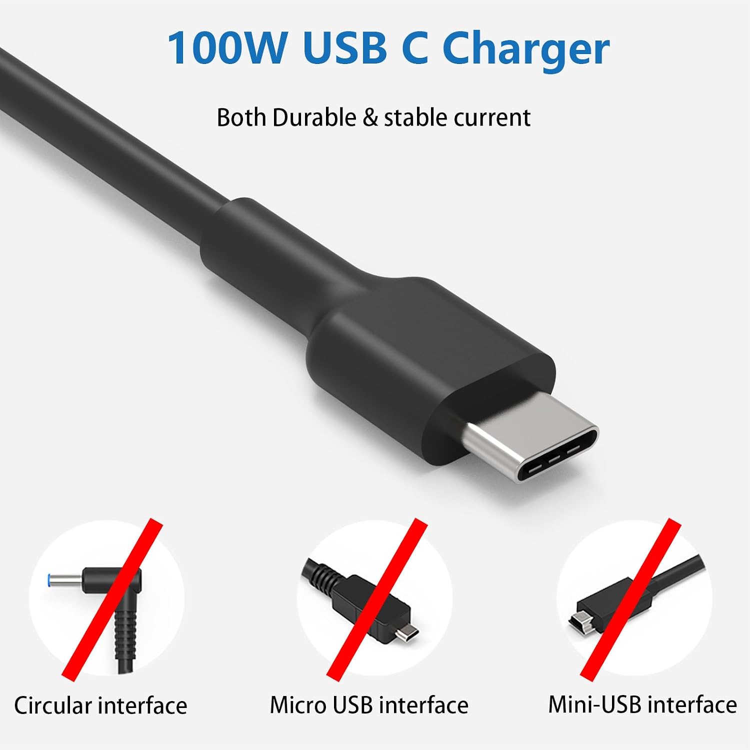 Detalle de Hafiuege 100W USB-C Laptop Fast Charger: versatile PD 3.0 power for MacBook Pro, iPad and USB-C devices