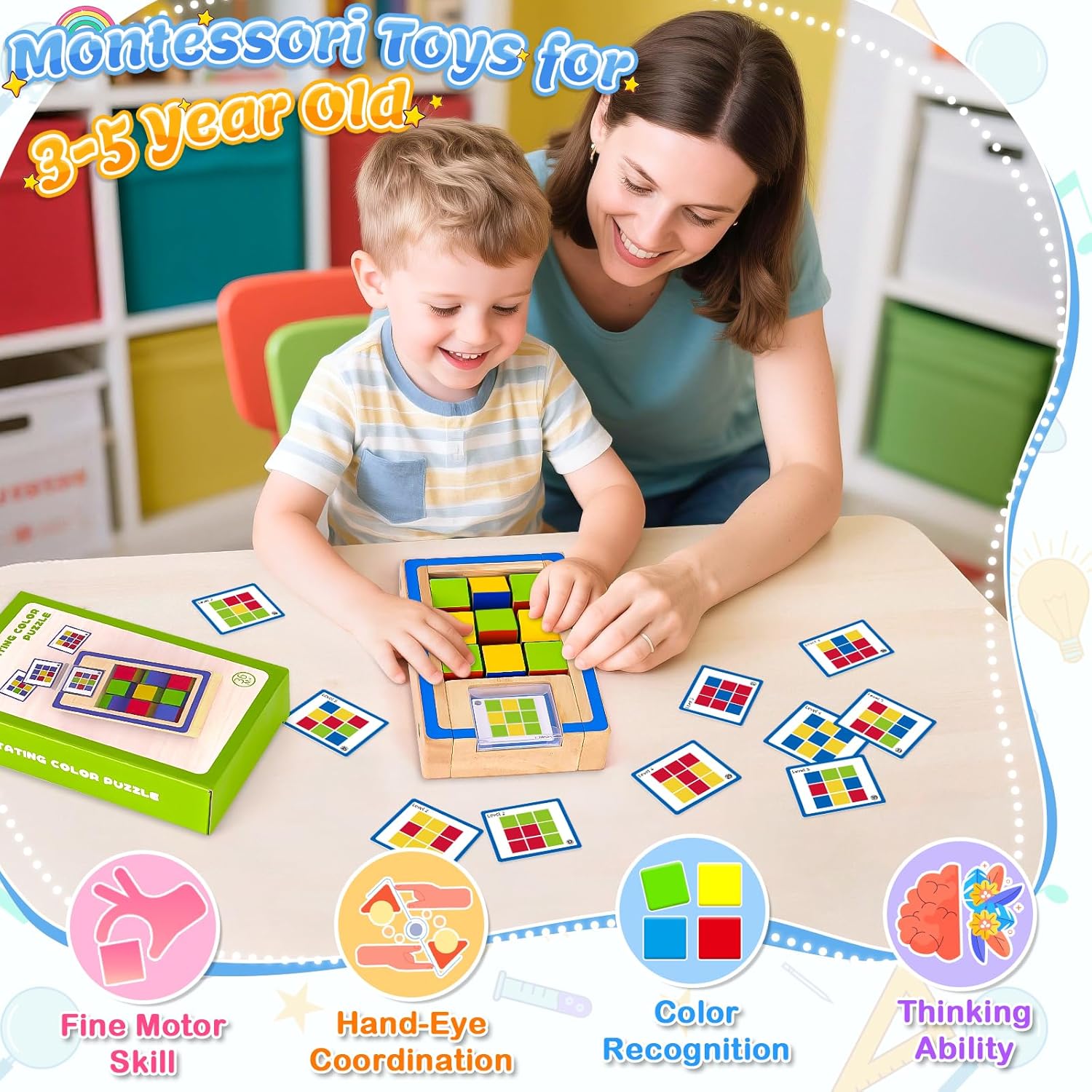 Detalle de Montessori Wooden Colour Matching Toy for 3–5 Year Olds