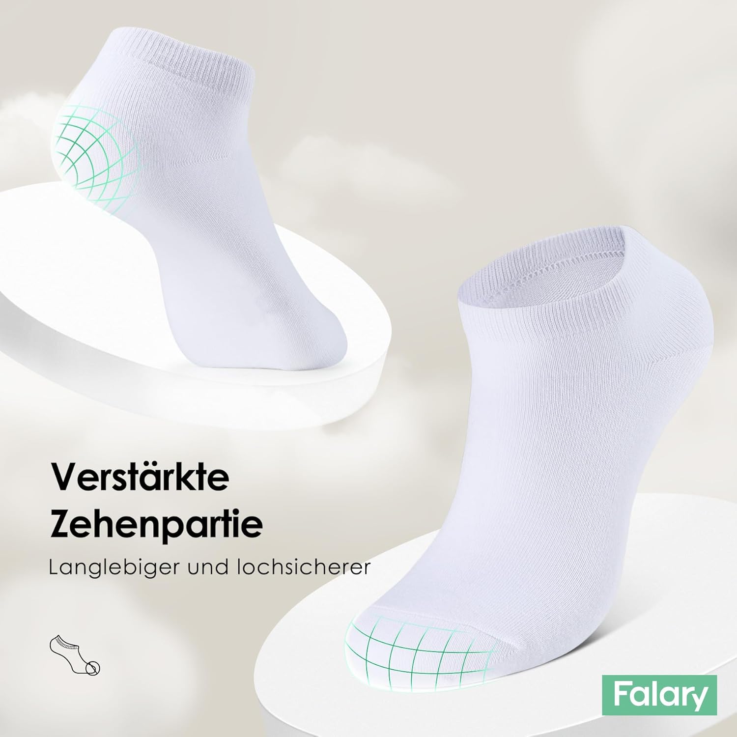 Thumbnail 4 de FALARY Trainer Ankle Socks for Men & Women – 10 Pairs, Breathable Cotton Sport Low-Cut Socks