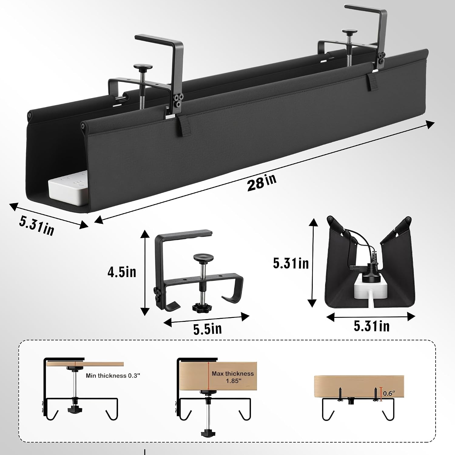 Thumbnail 1 de Desk Cable Tray, 36 Inch, ⚙