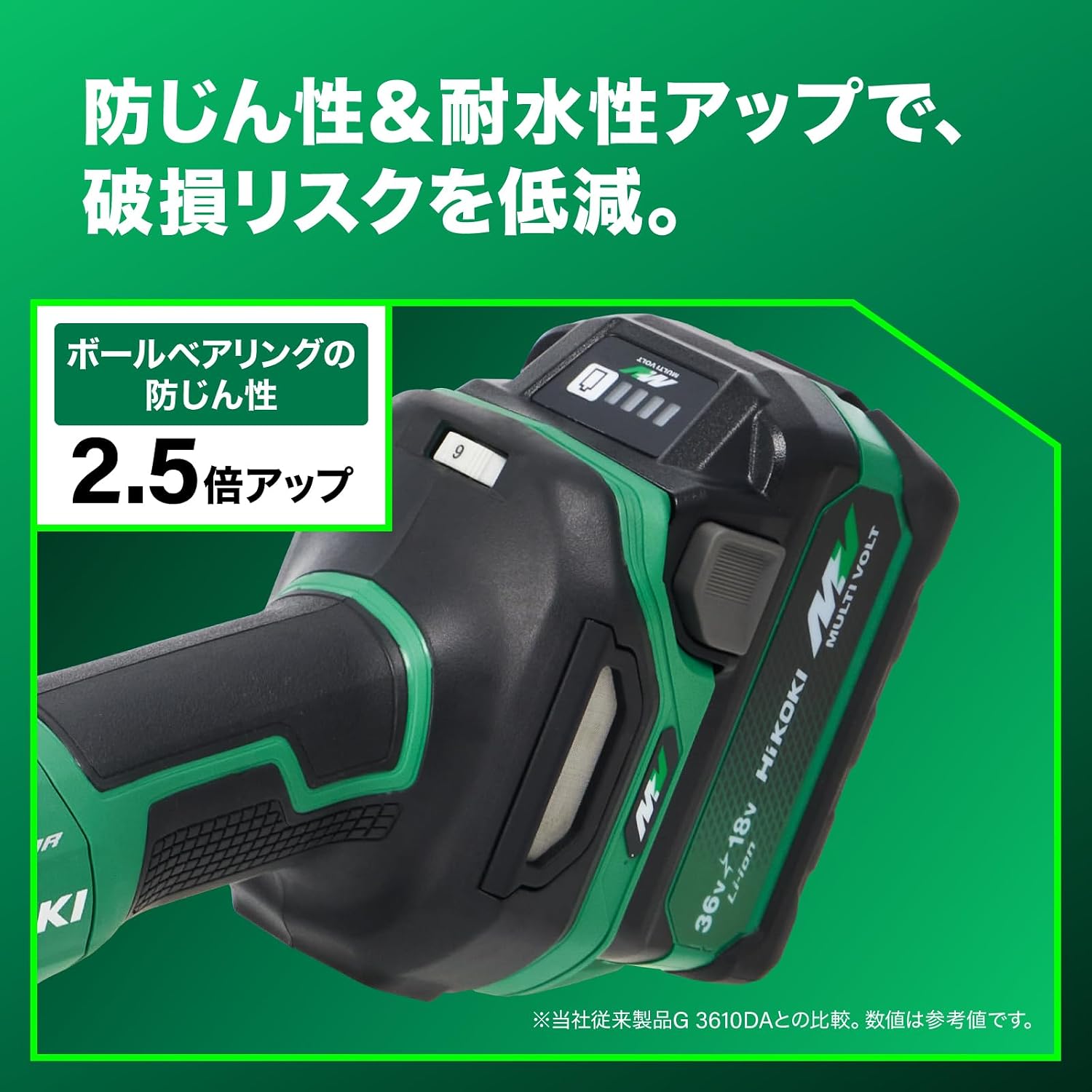 Detalle de HiKOKI G3610DC(XPZ) 36V充電式ディスクグラインダ 砥石径100mm・最大出力1,500W