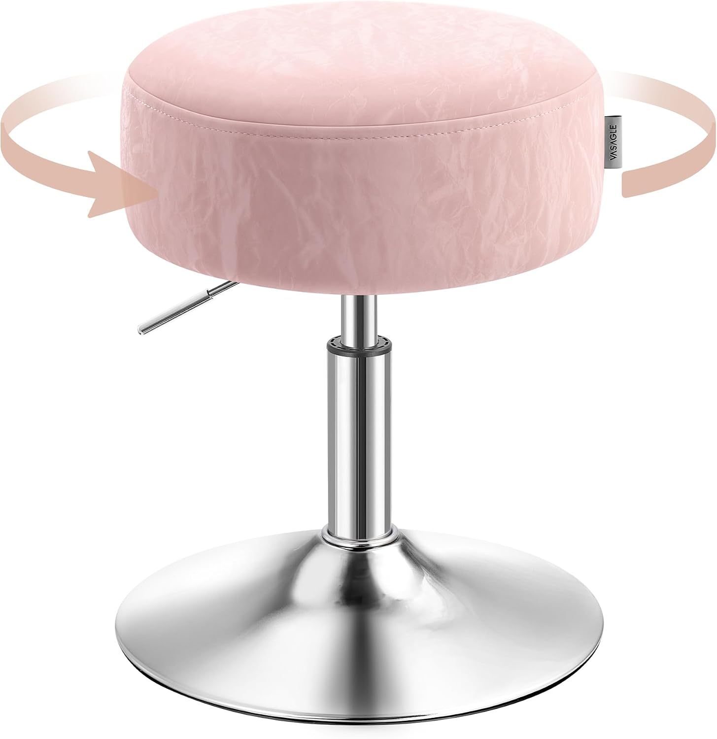 Detalle de VASAGLE Sgabello da Trucco LJB120S01: Sedia per Toeletta Regolabile e Girevole in PU Rosa Pastello