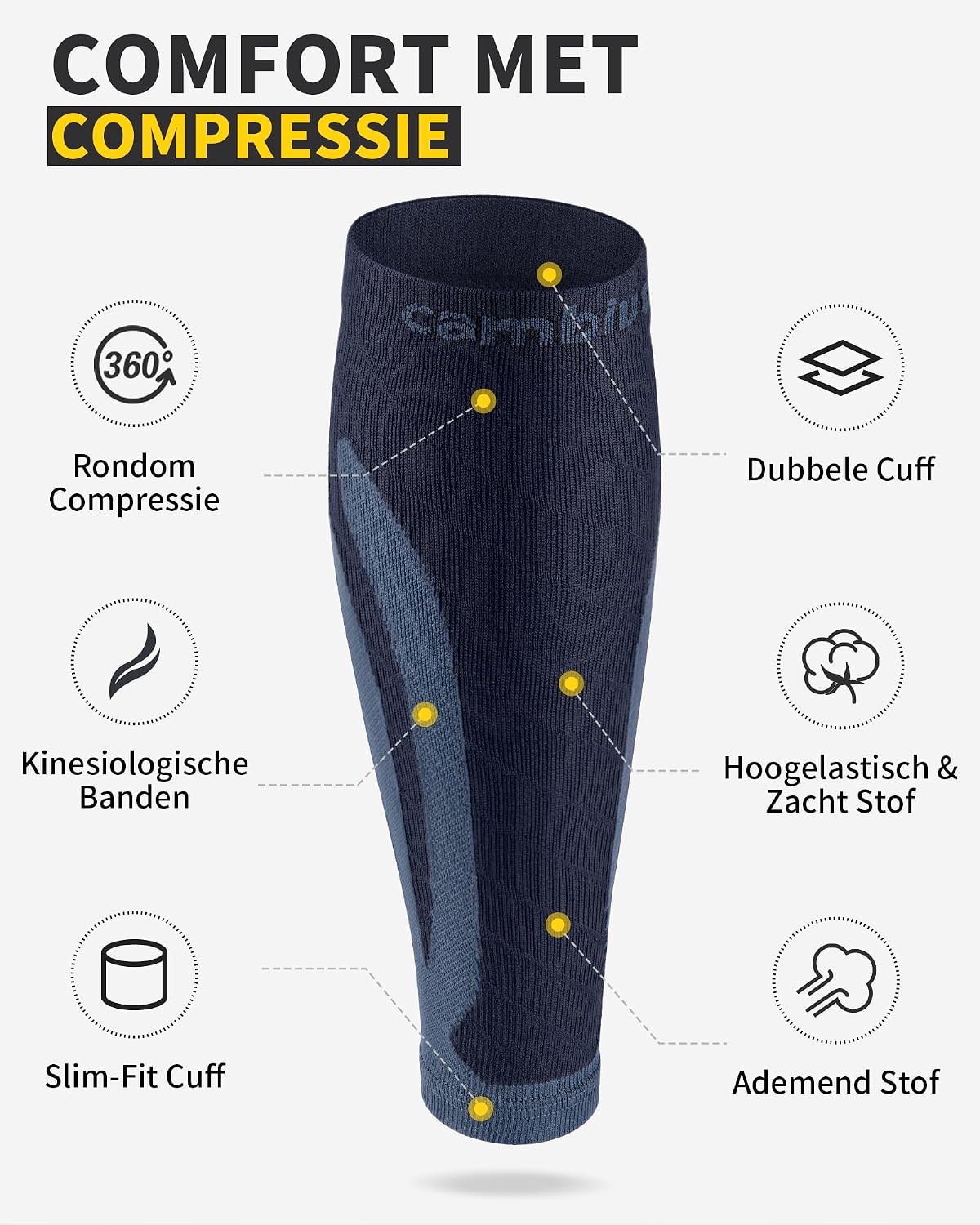Detalle de CAMBIVO CS12 compressiekuitmouwen, 2 paar voor sport en lang staan