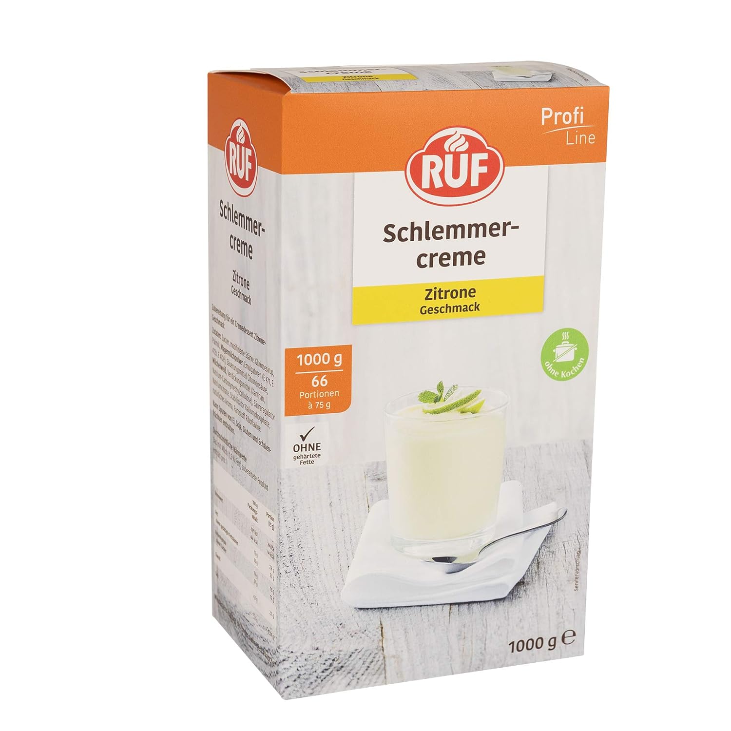RUF Schlemmercreme Zitrone (ohne Kochen) Großpackung Dessertpulver – cremiges Zitronen-Cremedessert, glutenfrei, 1.000 g