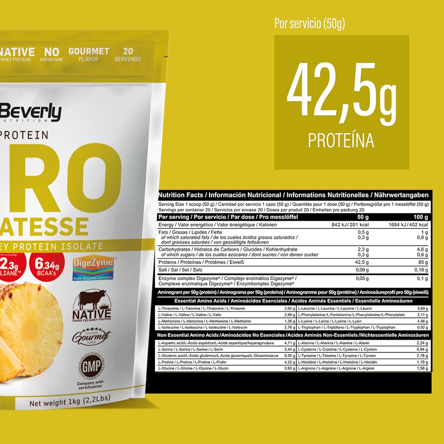 Thumbnail 3 de Beverly ZERO DELICATESSE | 1 Kg | Proteína Whey 🍍 Sabor Piña