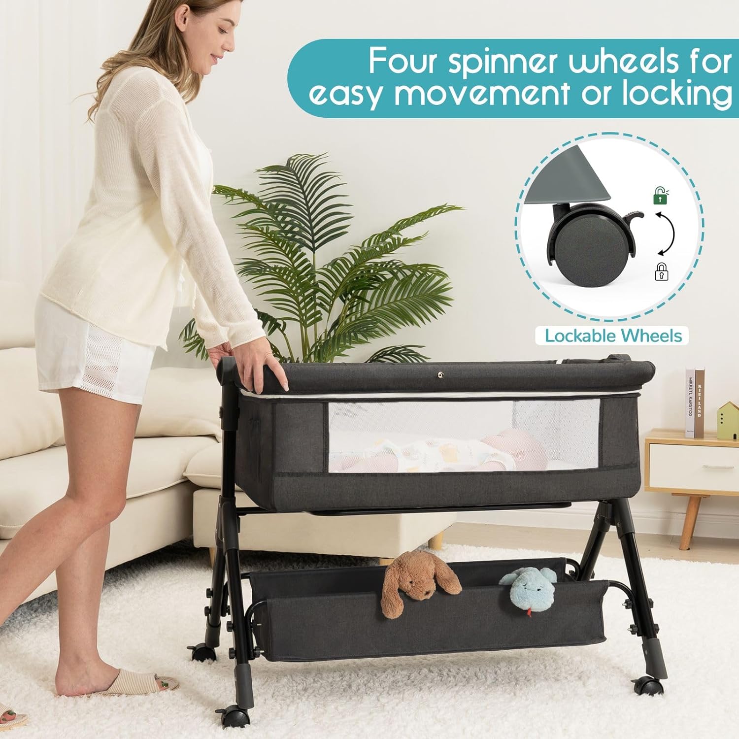 Thumbnail 4 de Baby Bassinet 3-in-1 Bedside Sleeper with Wheels 👶