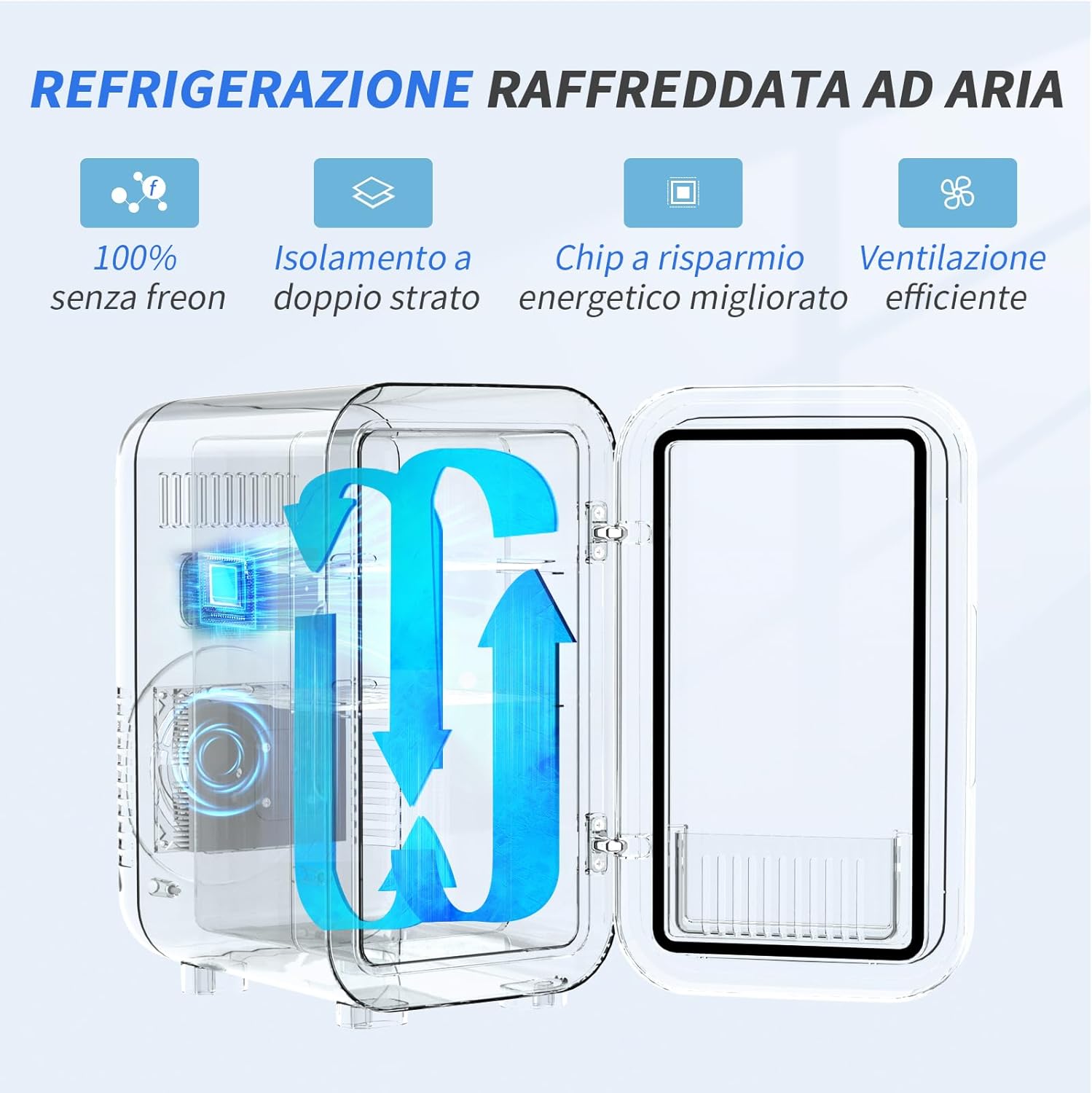 Thumbnail 6 de YASHE Mini frigo da 6 litri/8 lattine 220-240 V AC/DC – frigorifero termoelettrico portatile, blu
