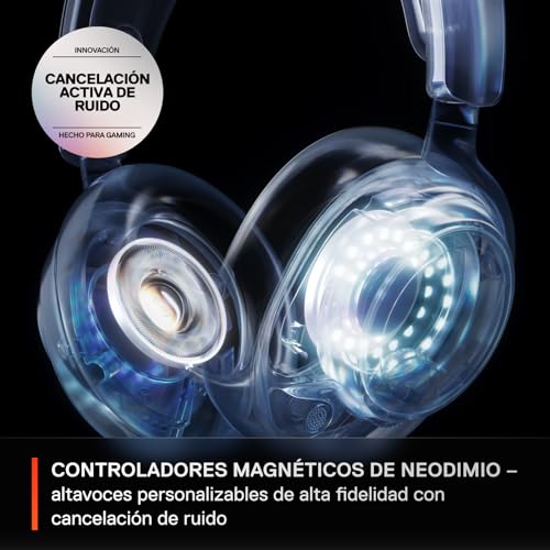 Detalle de SteelSeries Arctis Nova Pro Wireless X: auriculares gaming multisistema con cancelación de ruido y batería intercambiable