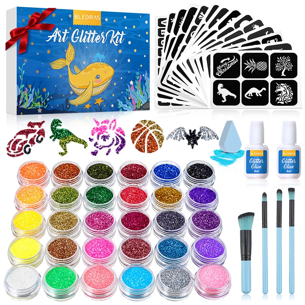 Bledras Glitzer Tattoo Set Kinder 30 Farben