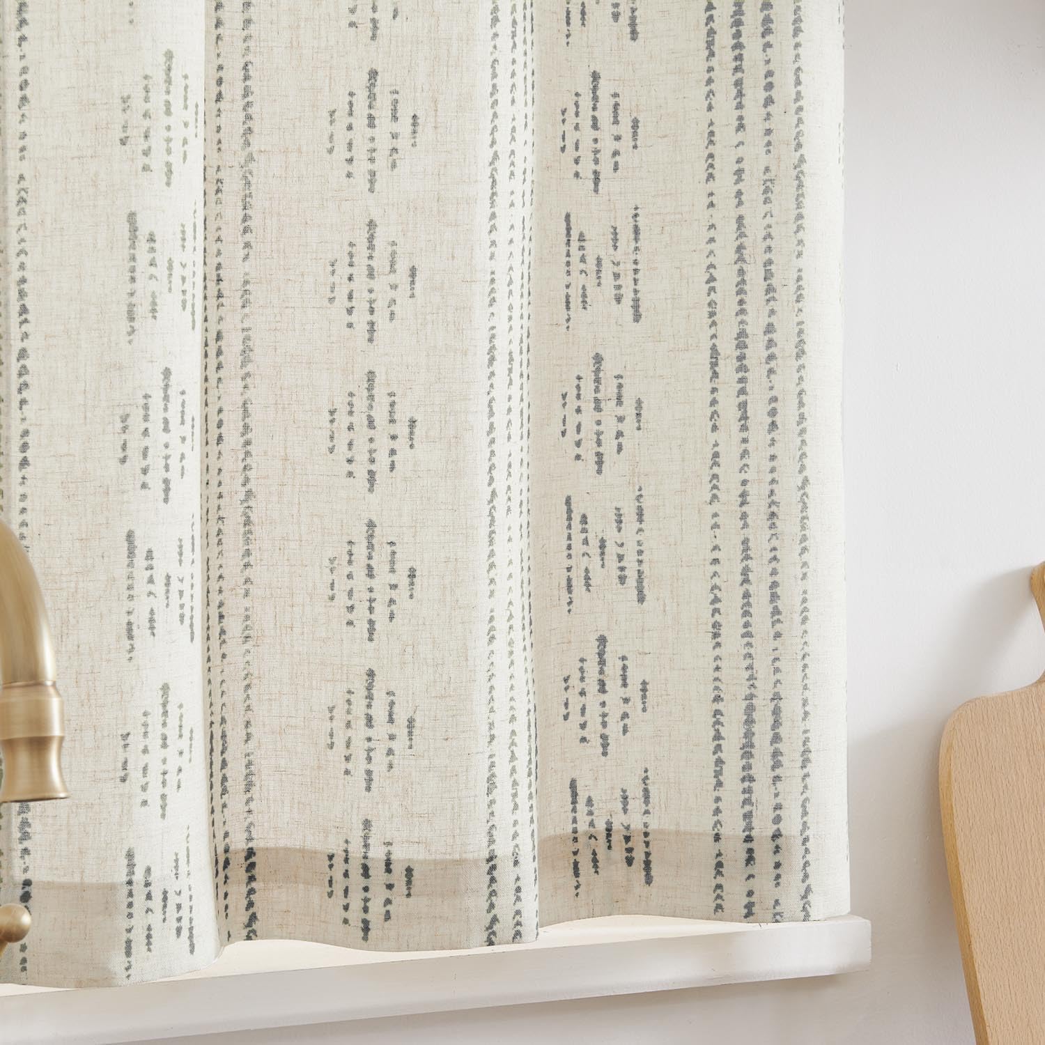 Thumbnail 5 de Vangao Scheibengardinen Modern Küche Boho gestreift (2er-Set) mit Stangendurchzug in Leinenoptik