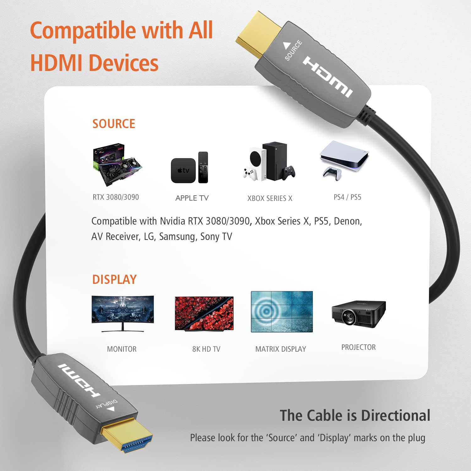 Thumbnail 5 de RUIPRO RUIPRO 8K Fiber Optic HDMI Cable (10m) – HDMI 2.1 with 48Gbps, eARC and Dynamic HDR