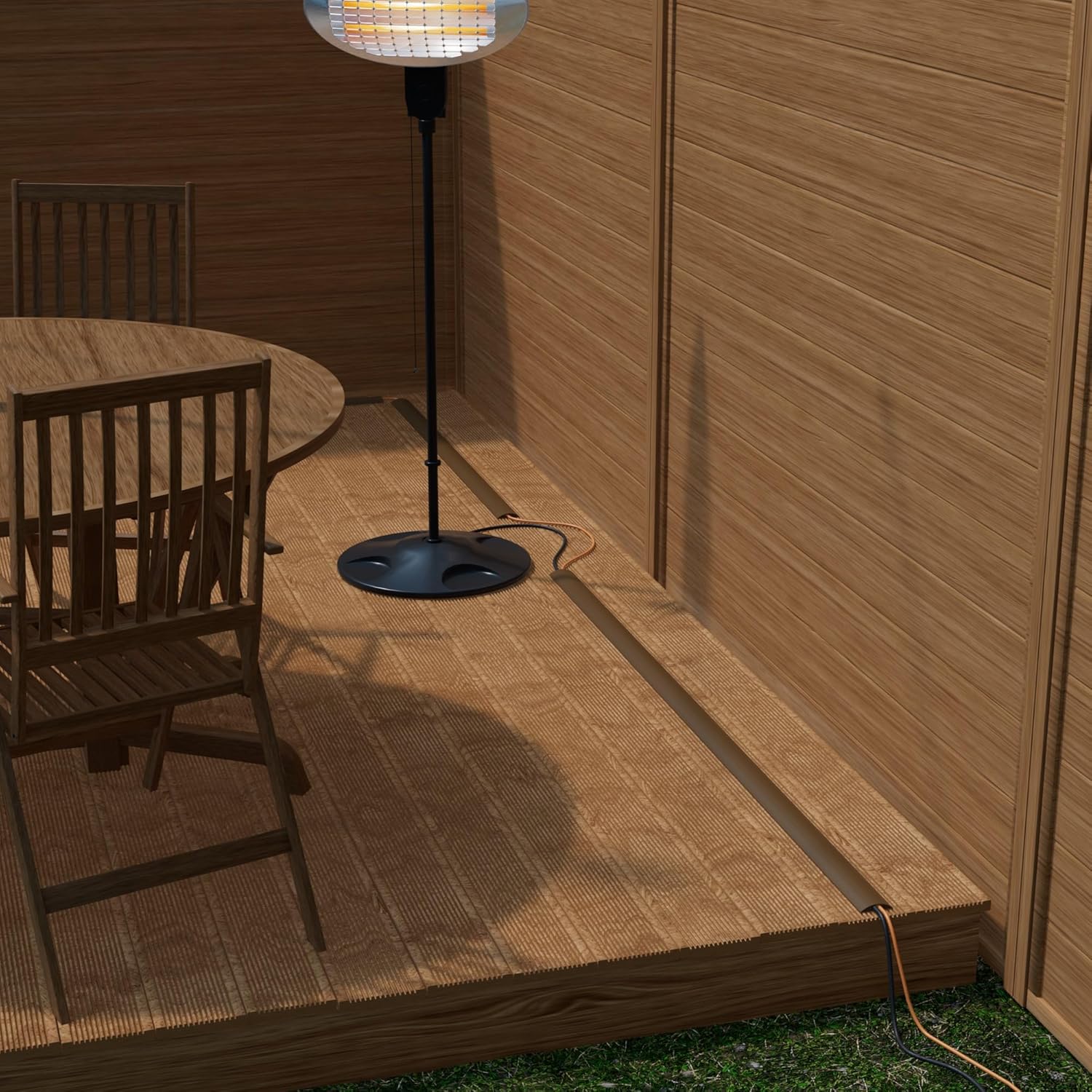 Thumbnail 5 de D-Line copricavo da pavimento 1,8 m con base antiscivolo e canale interno 17×9 mm, marrone