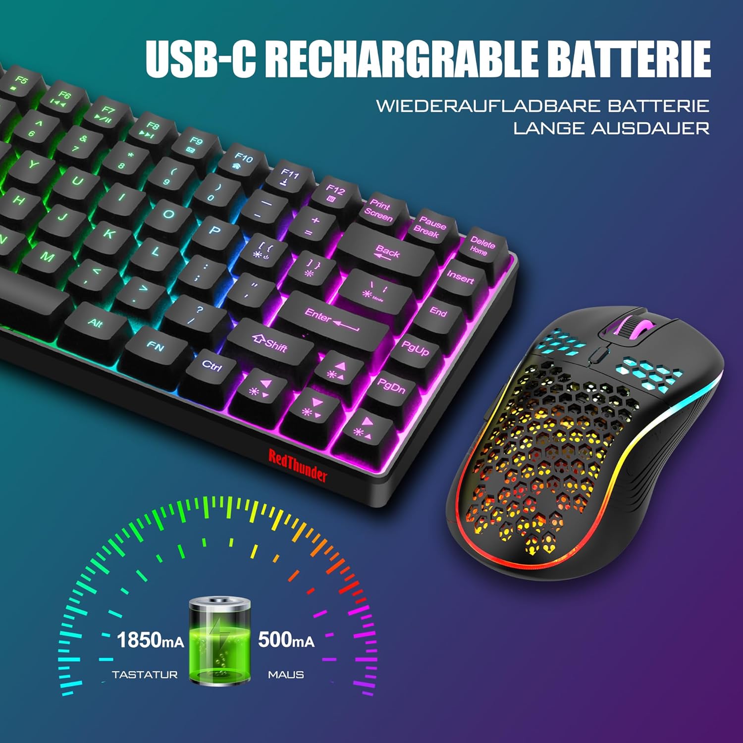 Thumbnail 4 de RedThunder 75% Gaming Tastatur- und Maus-Set, 7200 DPI