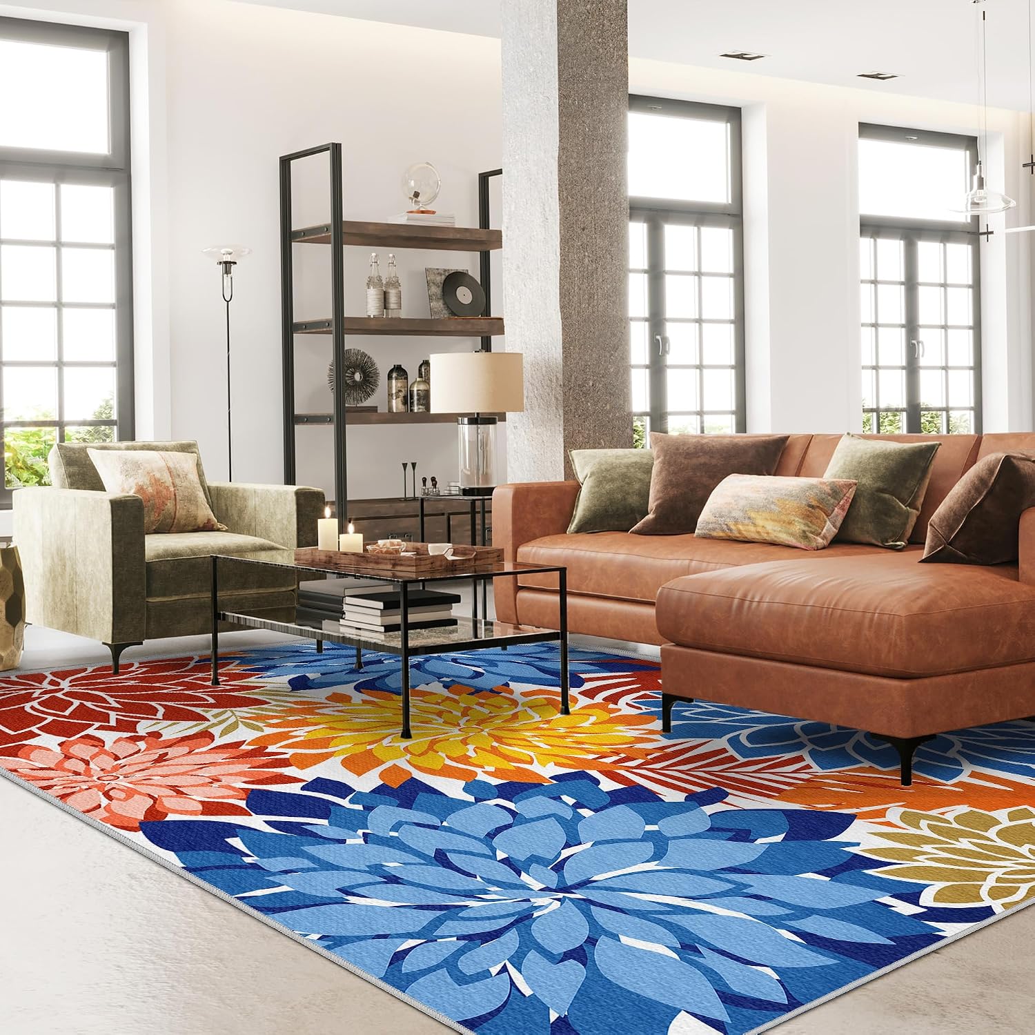 Thumbnail 1 de Arenarug DTSH241004FBA 9' x 12' Outdoor Chenille Rug, Floral, Waterproof