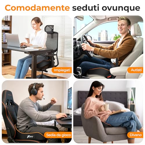 Detalle 2 de POOTACK Cuscino Sedia Ufficio – Memory Foam: comforto stabile per ufficio, auto e sedia a rotelle