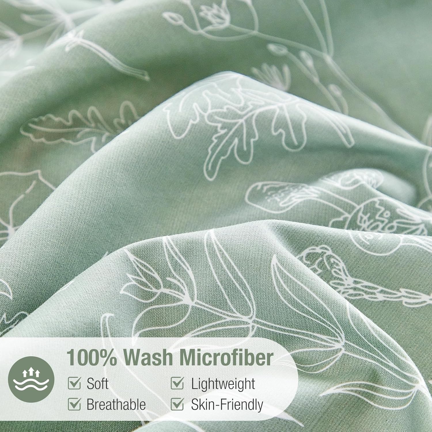 Thumbnail 5 de Tokokimo Sage Green Double Duvet Set 2 Pillowcases 🌿📘