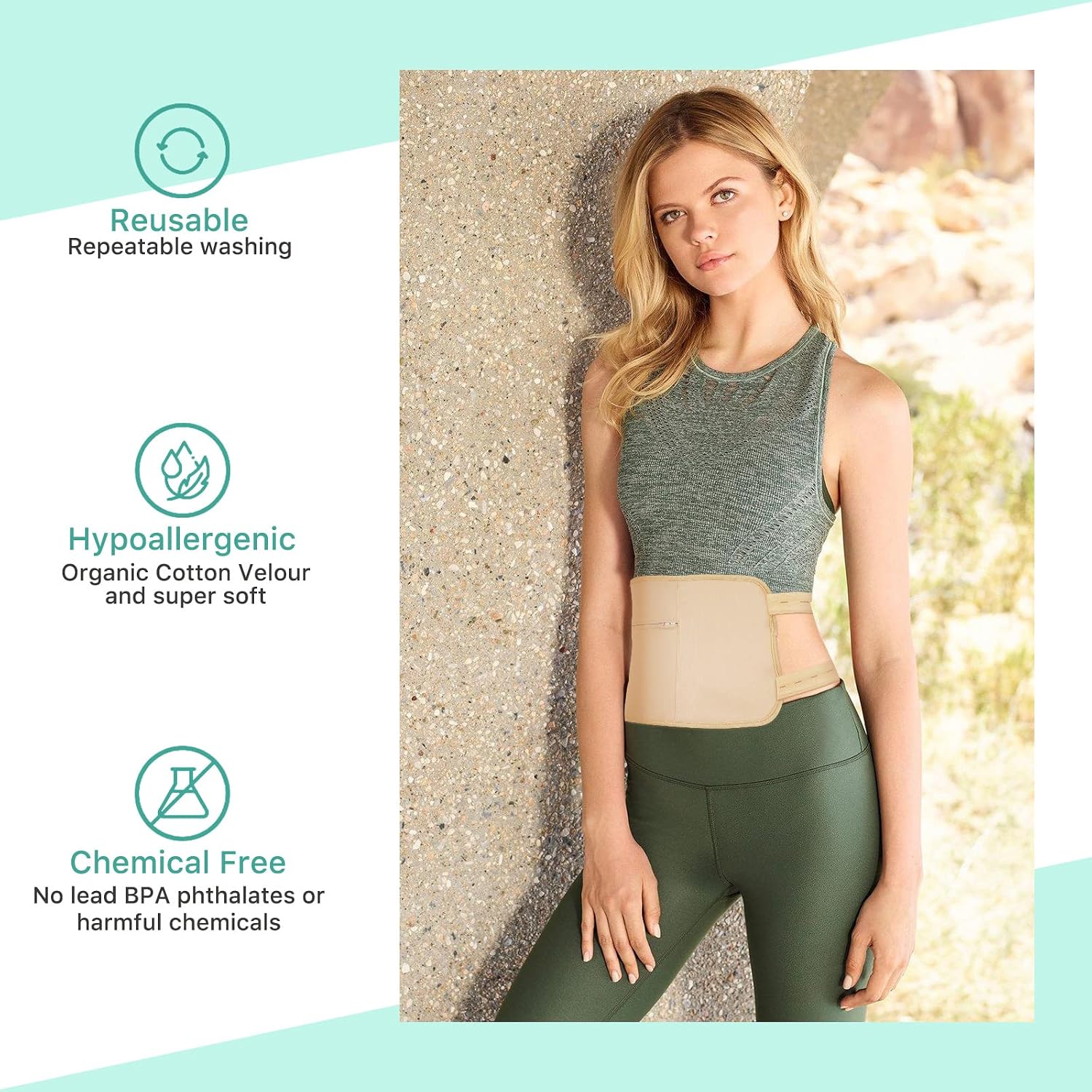 Detalle de Castor Oil Pack Wrap Set, Bamboo Fleece