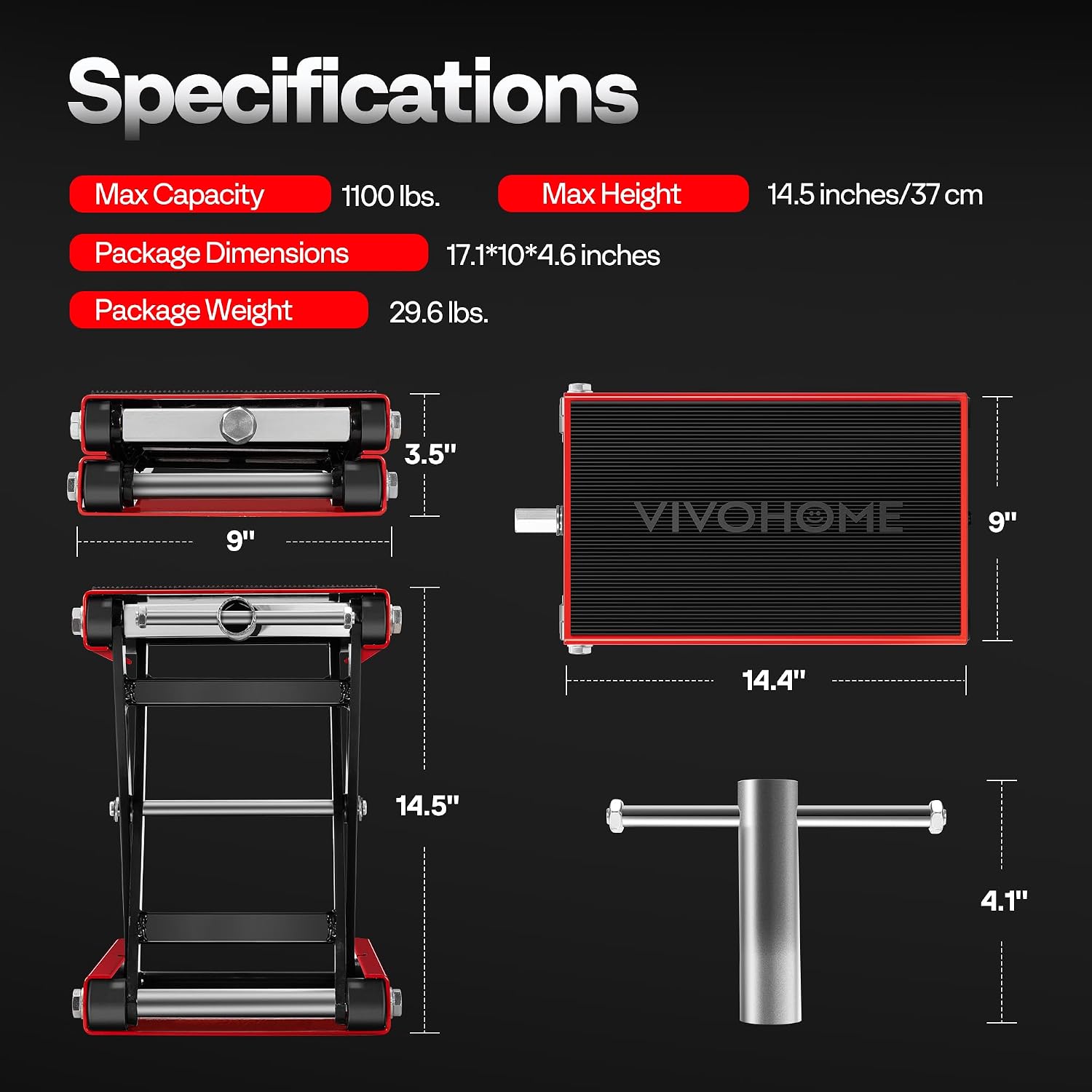 Thumbnail 6 de VIVOHOME Motorcycle Lift Jack, 1100 lbs