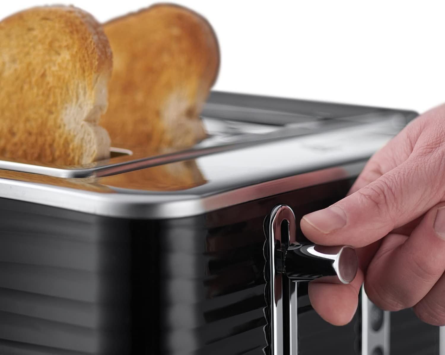 Thumbnail 2 de Russell Hobbs Inspire 4 Slice Toaster (Black textured high gloss, extra wide slots)