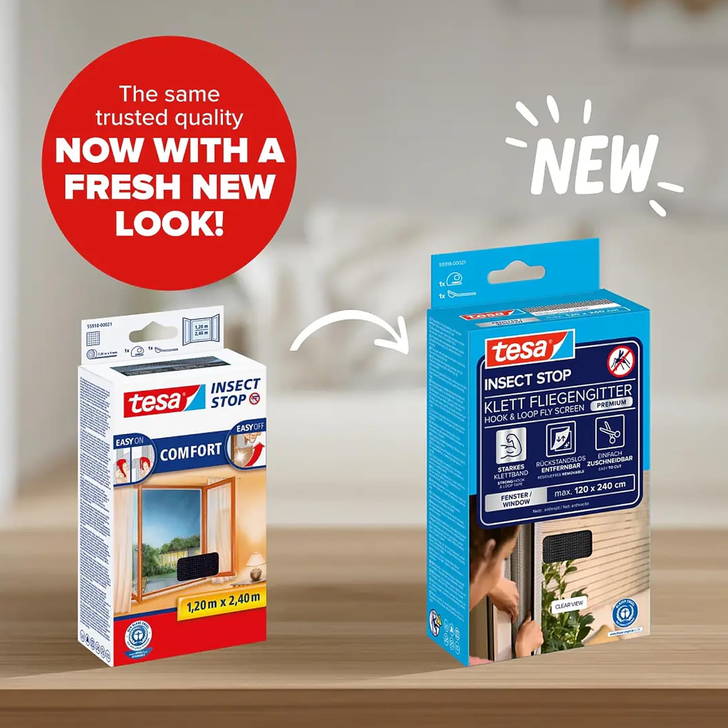 Thumbnail 2 de tesa INSECT STOP Klett Fliegengitter Premium für Fenster, 120 × 240 cm in Anthrazit