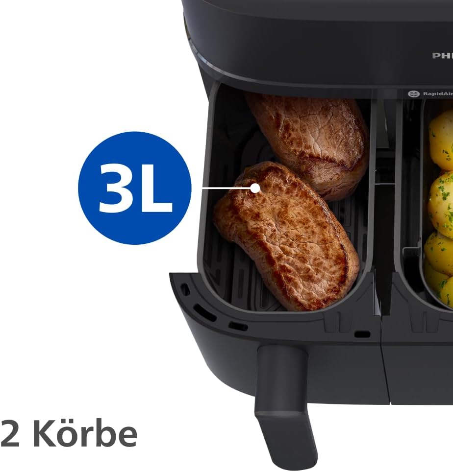 Thumbnail 6 de Philips Airfryer 5000 Series Dual Basket: SteamFry trifft RapidAir Plus für zwei Gerichte gleichzeitig