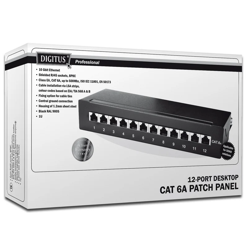 Detalle 2 de Digitus Panel de Parcheo Apantallado Cat. 6A — 12 puertos 🖧