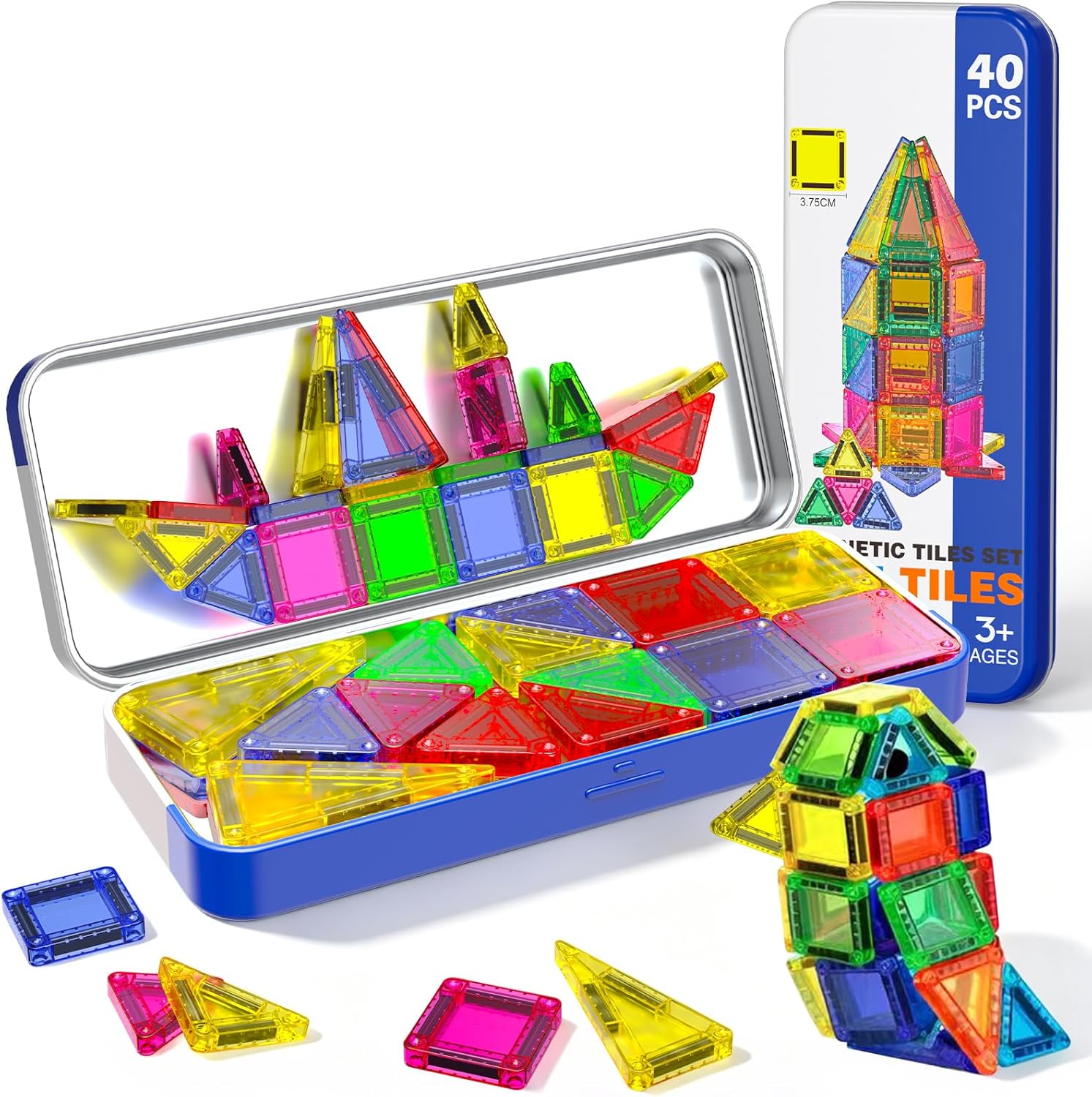 Detalle de Construction Magnétique de Voyage Ultimes – Boîte Métallique, 40 Pièces Pour Enfants 4–8 Ans