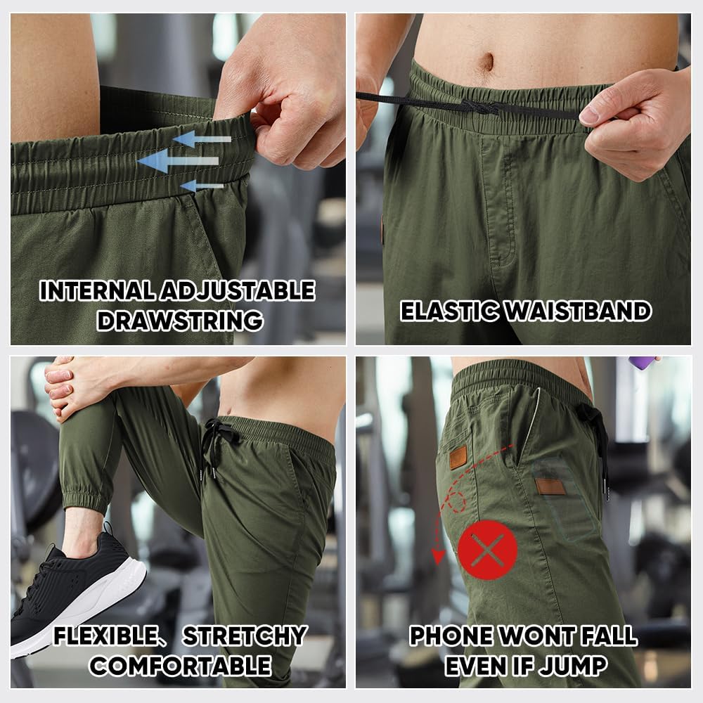 Thumbnail 4 de JMIERR Mens Casual Joggers Pants — Cotton Drawstring Chino Cargo for Everyday Comfort
