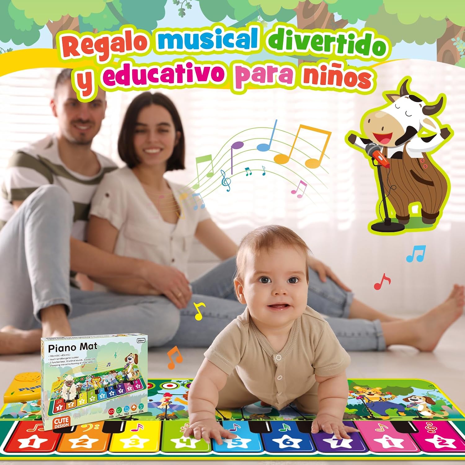 Thumbnail 6 de Dromlag alfombra musical infantil Montessori para 1 año (10 sonidos de animales y piano con teclas)