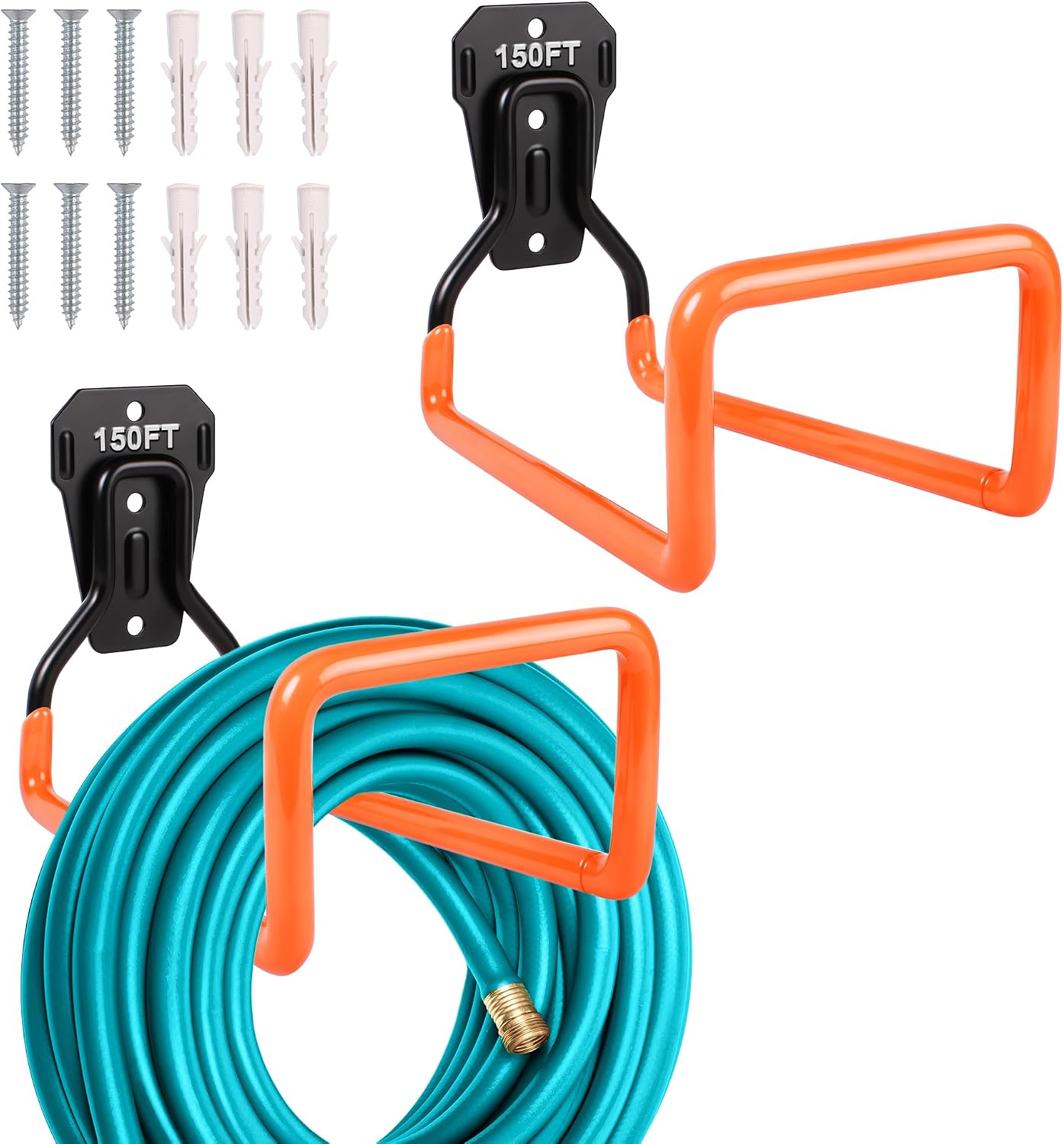 Detalle de Pipigaty PE0016A2 Iron Hose Holders, Wall-Mounted, Orange, 2-Pack