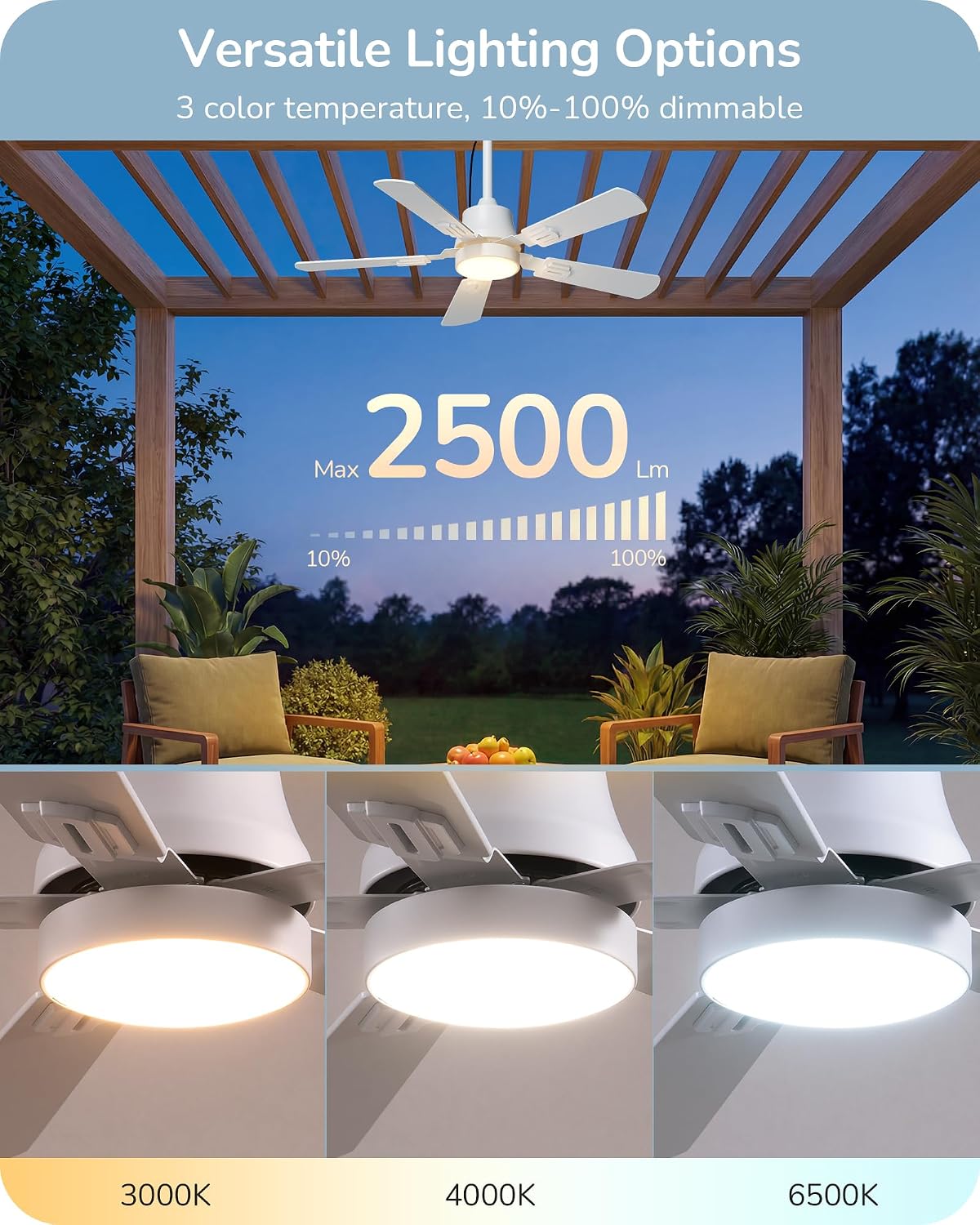 Detalle 1 de EDISHINE Outdoor Ceiling Fan 42-inch