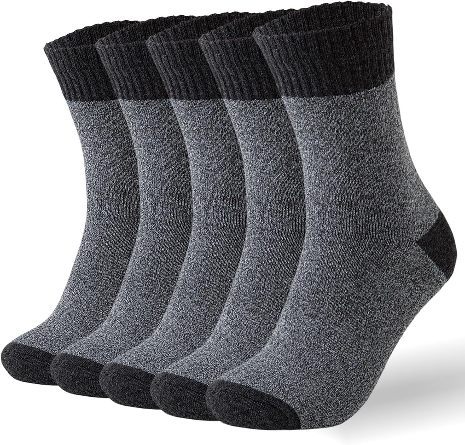 Detalle de Josnown Men's Winter Thermal Crew Socks, 5 Pairs, Full Terry Cushioning