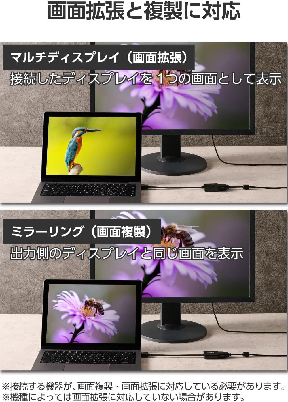 Detalle 2 de エレコム EC-HDMIVGABK2 HDMI-VGA変換アダプター 約15cm・FHD/60Hz対応