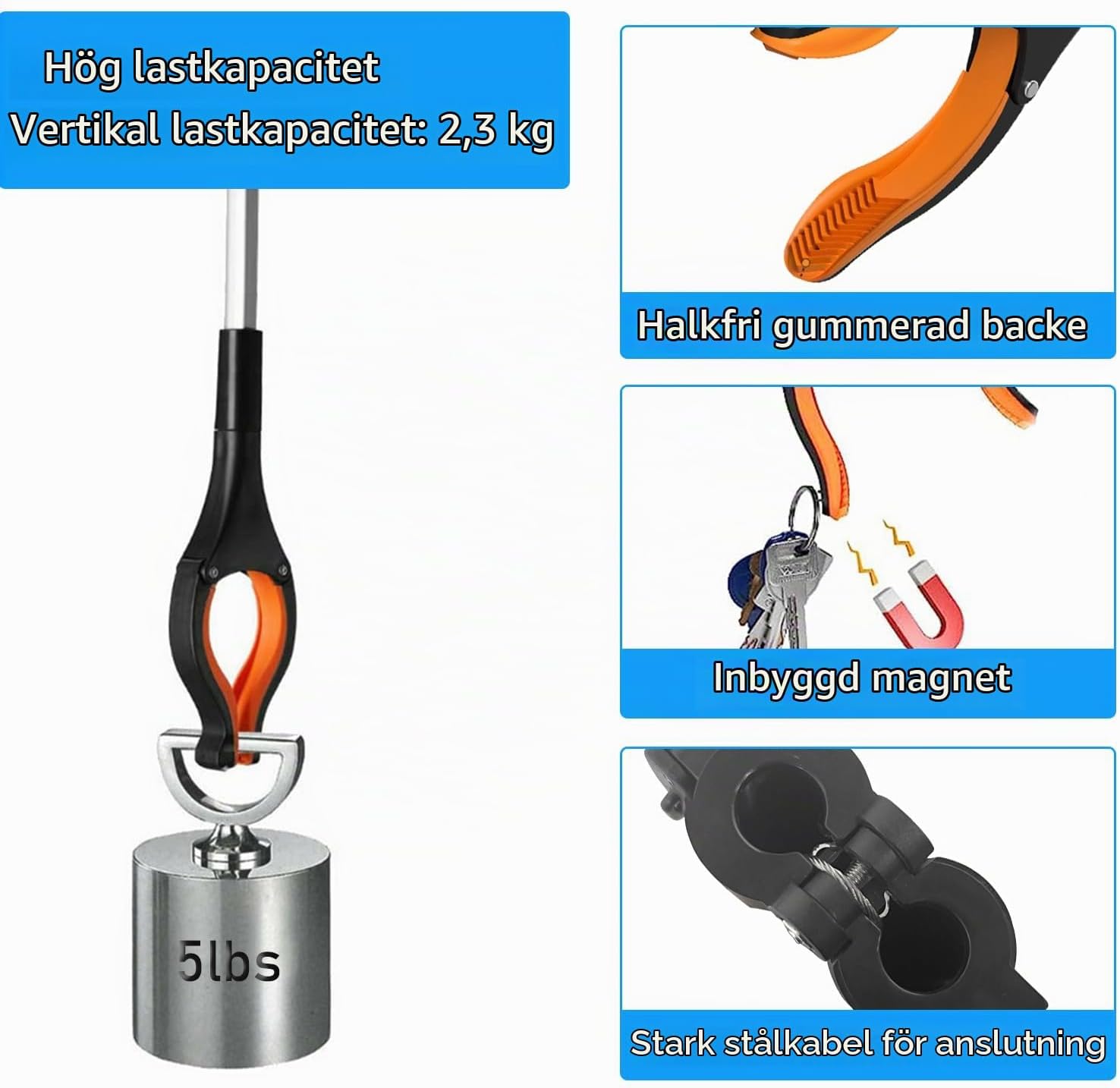 Detalle de Wiseten 2-pack gripklor, vikbara upp till 110 cm med magnet
