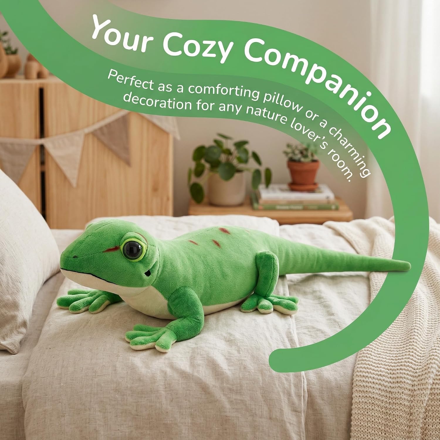 Detalle 2 de Tiny Heart Day Geckos Lizard Plush 55cm – soft, cuddly fat tail gecko stuffed toy for kids