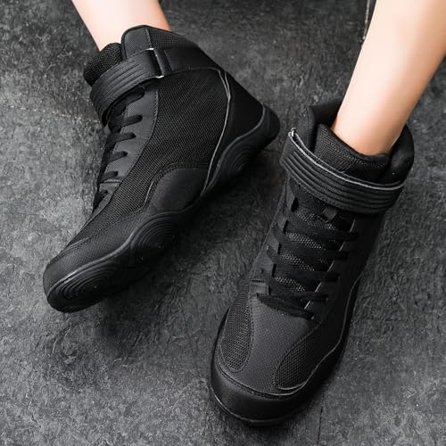 Thumbnail 2 de Mufanton Botas de Lucha para Hombre – Zapatillas de entrenamiento ligeras con suela de goma y cierre mixto (EU37, Negro)
