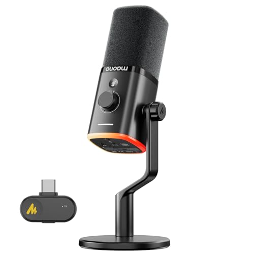 Detalle de MAONO PD100W Microfono Gaming Wireless: libertà, controllo e colore per streaming